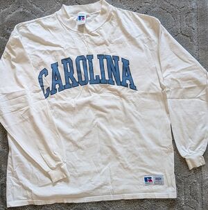 Vintage Russell Athletic Cream Long Sleeve with Blue 'Carolina' Print